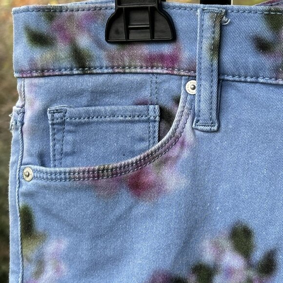 Hudson Barbara High Waist Skinny Ankle Jeans Pant Blue Blurred Floral USA Sz 28 - Picture 8 of 16